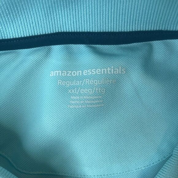 Men's Amazon Essentials polo shirt XXL Baby Blue short sleeve collar NWOT #22 - Picture 2 of 4